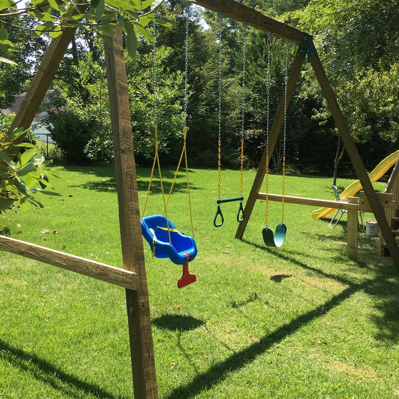 Forest Green Iron Chain Kids Swing Trapetsi